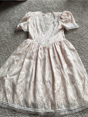 Gunne Sax Lace Party Dress - Blush